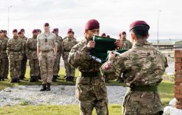 Two Gurkhas in the folding flag ceremony, half lengthwise, and then diagonally, creating a triangular shape and finally into a rectangular shape. (Pic BFSAI)