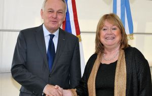 “In the meeting I had with my colleague Jean Marc Ayrault there was a mention to the fact that we have the support from France in the Malvinas claim”