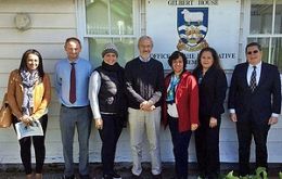 The group of journalists with MLA Barry Elsby and MLA Michael Poole at Gilbert House  