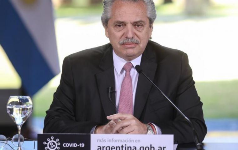 President Fernandez making the announcement of the quarantine extension