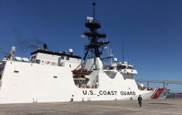 USCG Stone in Montevideo is loading fuel and supplies 