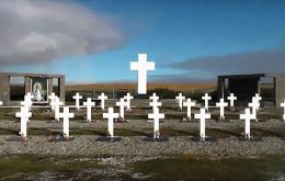 AN overview of the Argentine military cemetery in Darwin with all its crosses and most graves now identified after HPP1, but where there is another tomb yet to identified